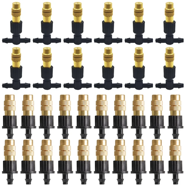 10 قطعة 4/7PVC نظام التبريد التغشية في الهواء الطلق حديقة الري سقي 1/4 ''النحاس البخاخة قابل للتعديل حديقة الرشاشات الصغيرة