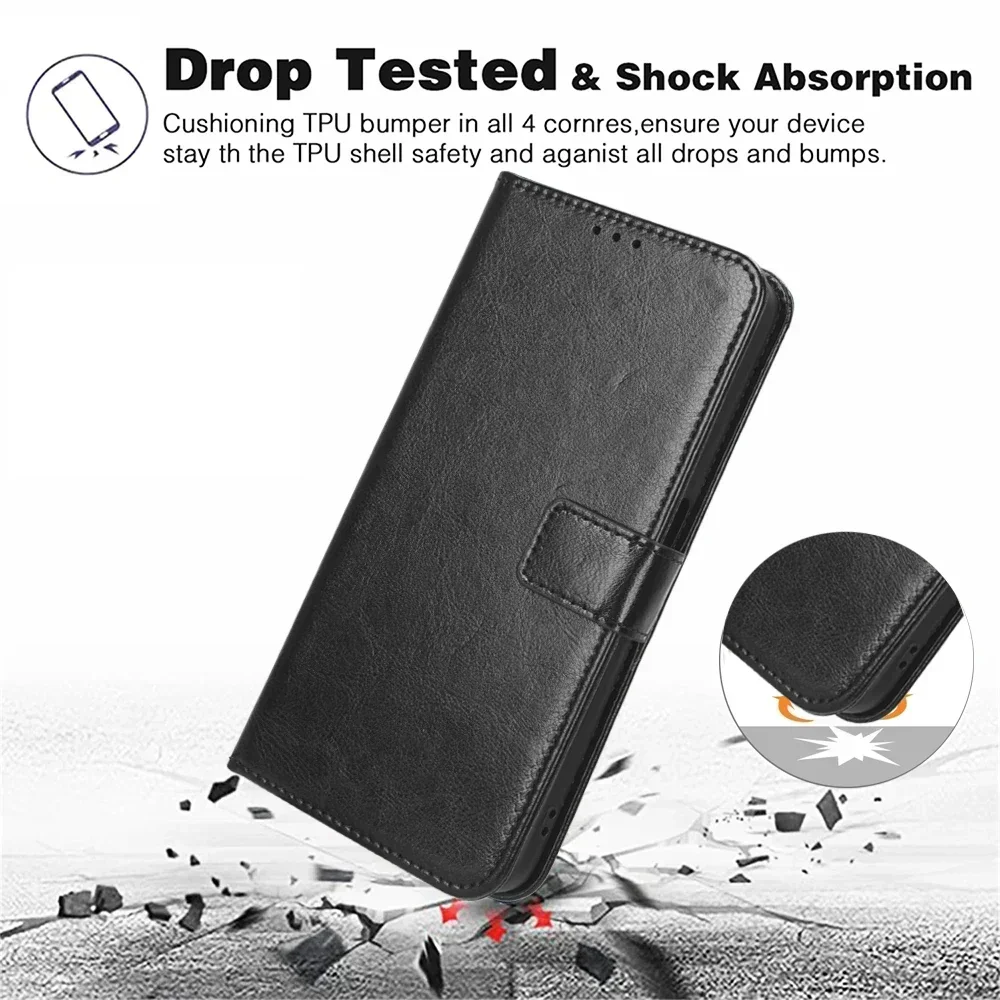 Leather Flip Case with Wallet and Kickstand Features - Protective Cover