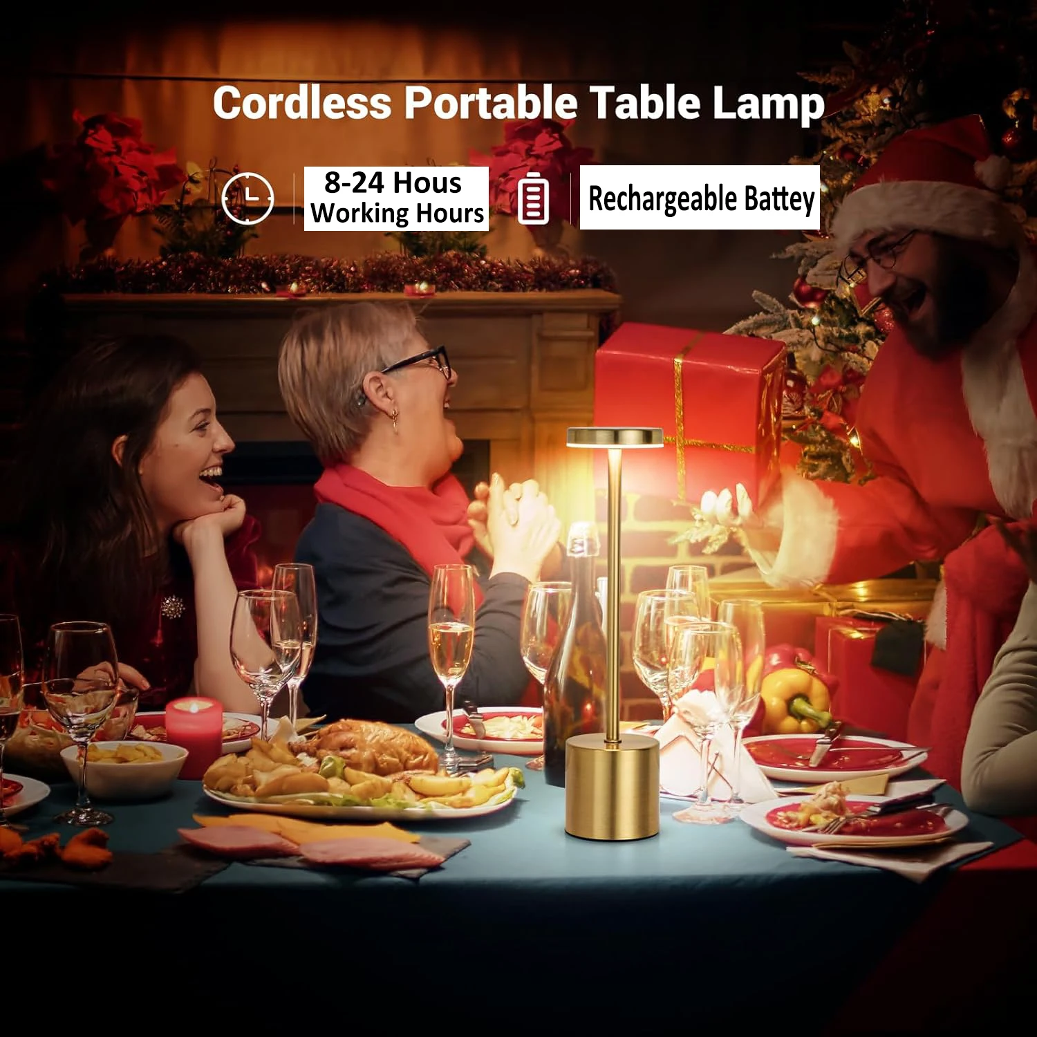 Simple LED Rechargeable Touch Metal Table Lamp Three Colors Bedside Creative Ambient Light Bar Outdoor Decoration Night Light 3