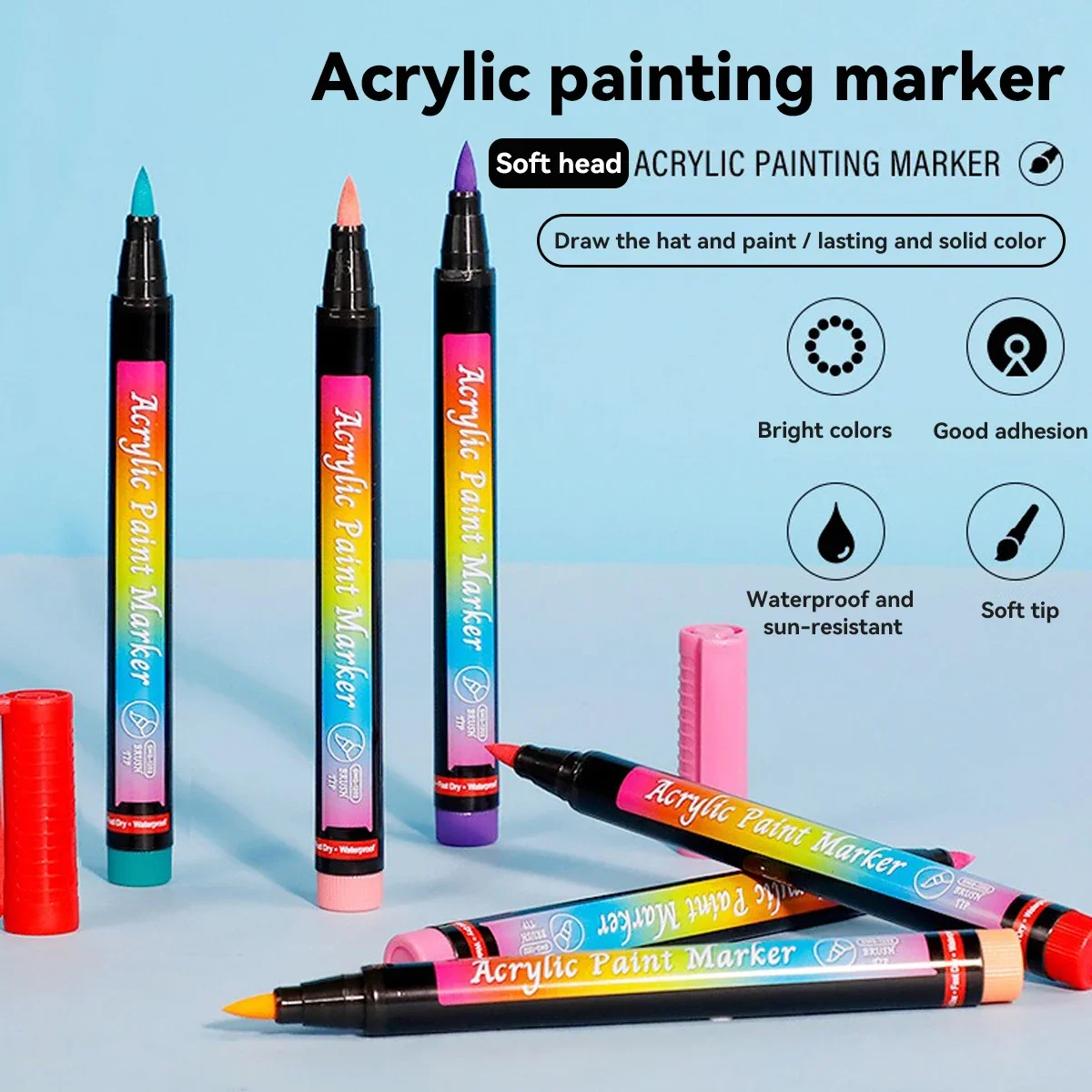 12-48Colors Soft Head Acrylic Marker Pen Set Waterproof Split Color Gradient Kawaii Graffiti Pen School Supplies Stationery 4
