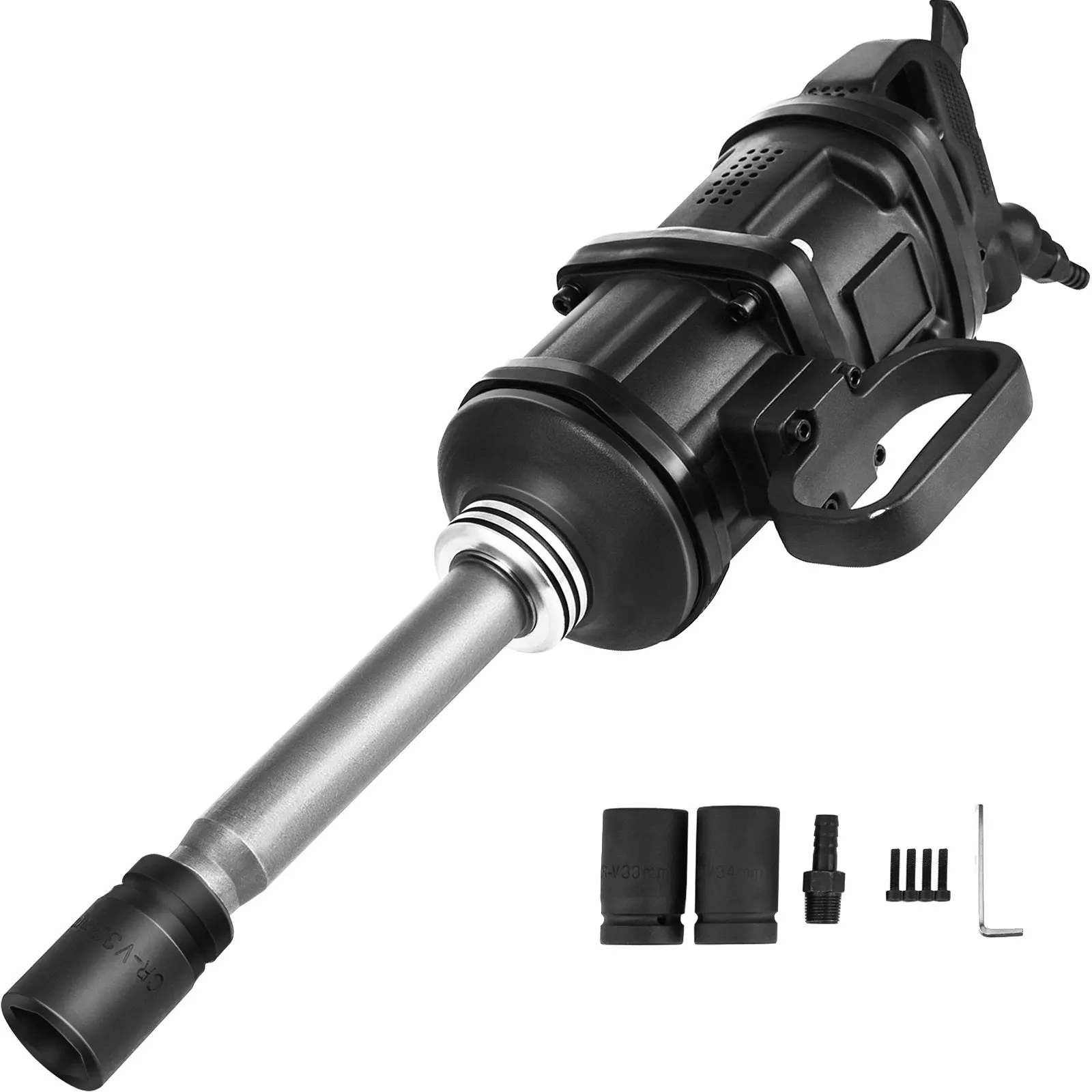 

1" Air Impact Wrench Pneumatic Long Nose Twin Hammer 5800N.m Air Wrench Gun 4,280 ft.lb/5,800 N.m & 3,400 RPM & 1" Impact Socket