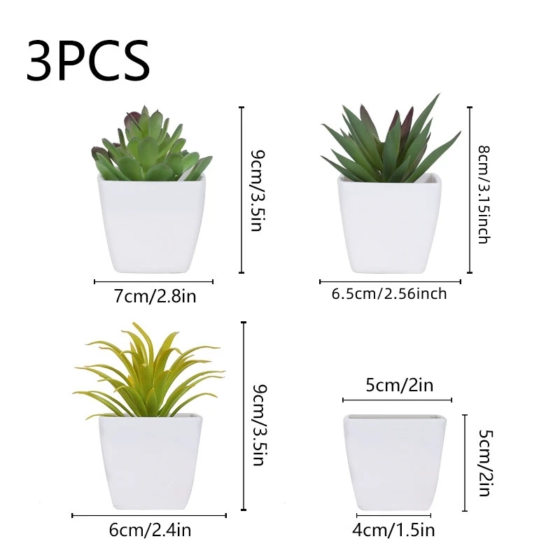 Trio of Decorative Faux Plants for Indoor and Outdoor Spaces