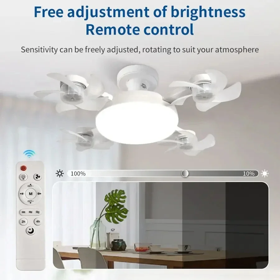 Light With 2 In 1 Remote Control Drone Silent Home Electric Fan Modern Dining Bedroom Study E27 Ceiling Pendant Lamp_voghion.com