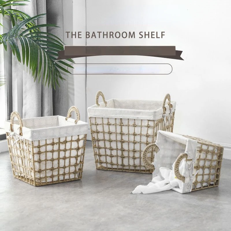 

Pastoral Style Dirty Clothes Basket Rattan Weaving Laundry Household Storage Tools Sundries Toys Fruit Organization Room Decor