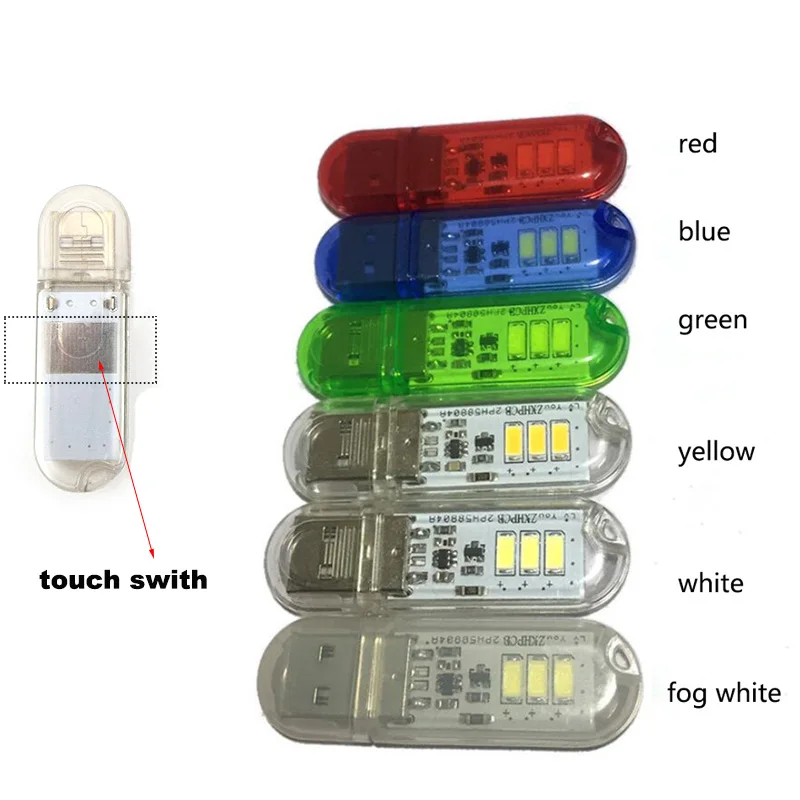USB LED Night Lights DC5V USB 3LED Mini Book Light 1.5W Desk Reading Lamp for Laptop Notebook J17