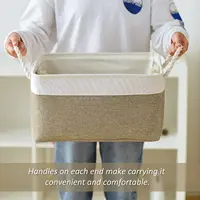 Fabric Storage Basket Foldable Linen Storage Box for Nursery Home Collapsible Canvas Shelf Basket Wardrobe Bedroom Organizers 1