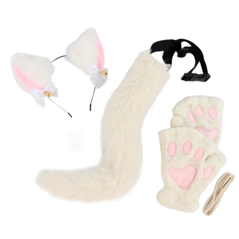Animal Cats Dress up Costume 3Pcs Halloween Cats Costume Includes Plush Ears Headband Tail Gloves for Girl Cosplay anime cosplay tails anime cosplay props superhero cosplay gloves halloween mask props halloween costume cane pirate gun cosplay props superhero cosplay costume