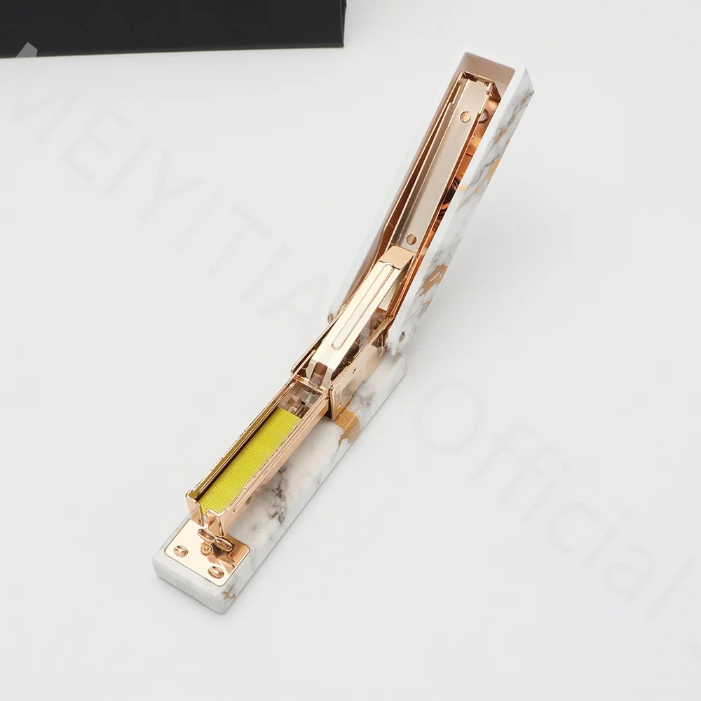 Marble Gold Desktop Stapler with 1000pc Staples, Standard Office Manual Stapler Desktop Stationery Accessories Binding Supplies