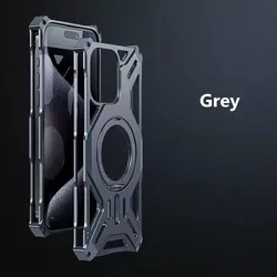Premium All - Aluminum Shockproof Phone Case with 360° Rotating Magnetic Ring Holder - iPhone 14 Pro Max (GRAY)