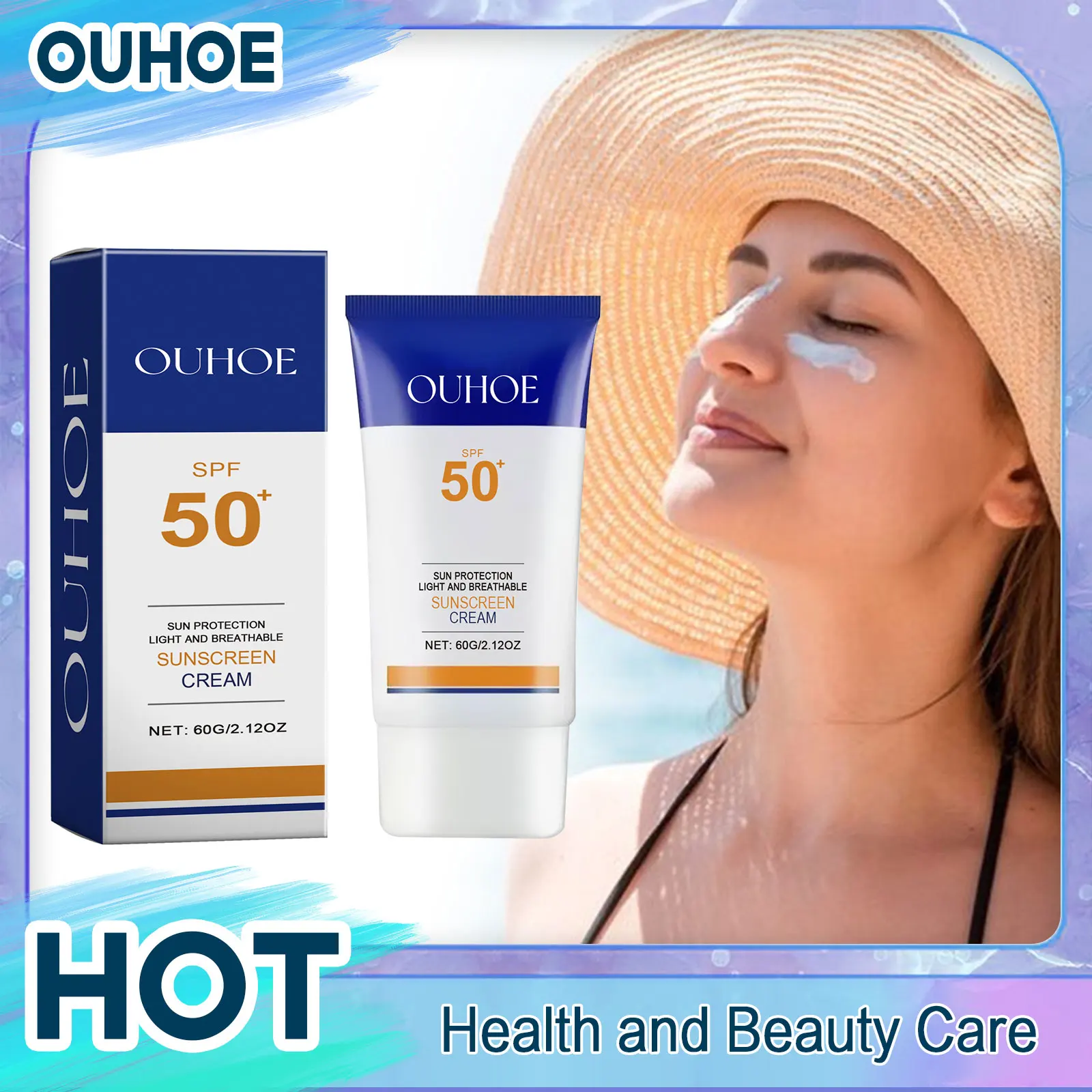 

Sunscreen Cream UV Isolation SPF50 Solar Blocker Anti Sunburn Moisturizing Whitening Waterproof Refreshing Sun Protector Lotion