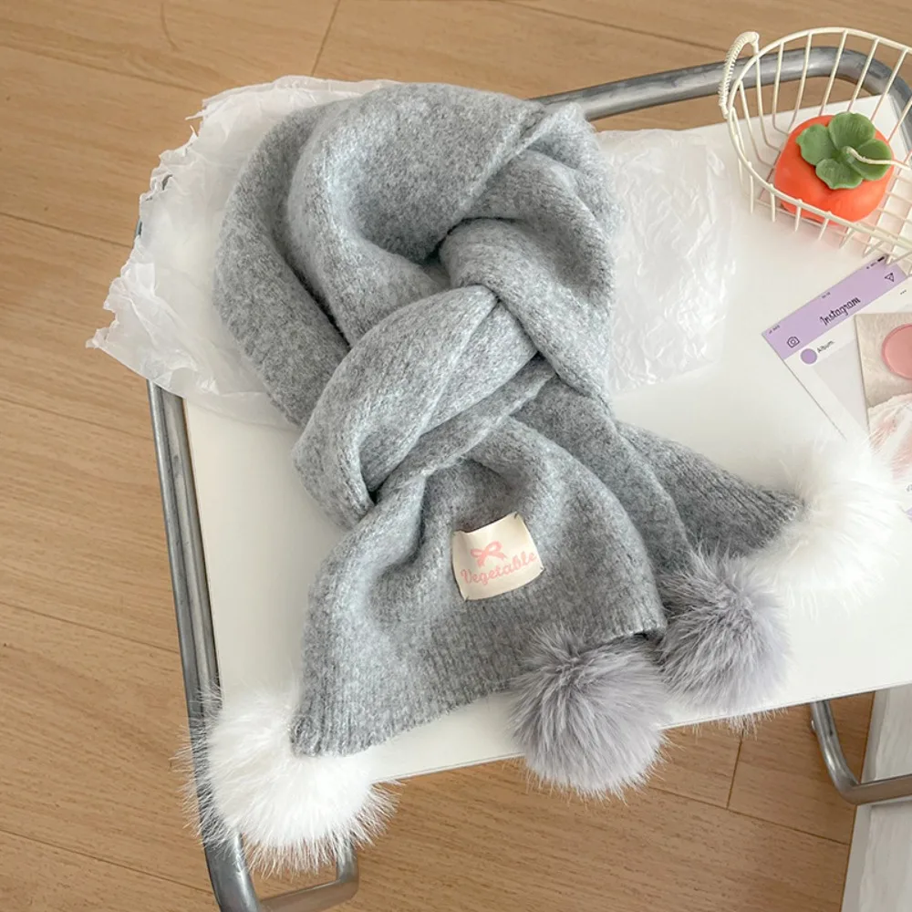 Thick Solid Color Polyester Women Scarf Neck Protection