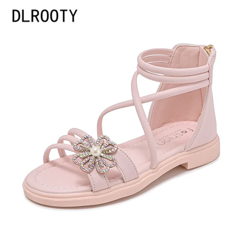 

Children Sandals Shoes Girls Gladiator Zip Summer Breathable Princess Kid Party Fashion Beach Flat Toddler Baby