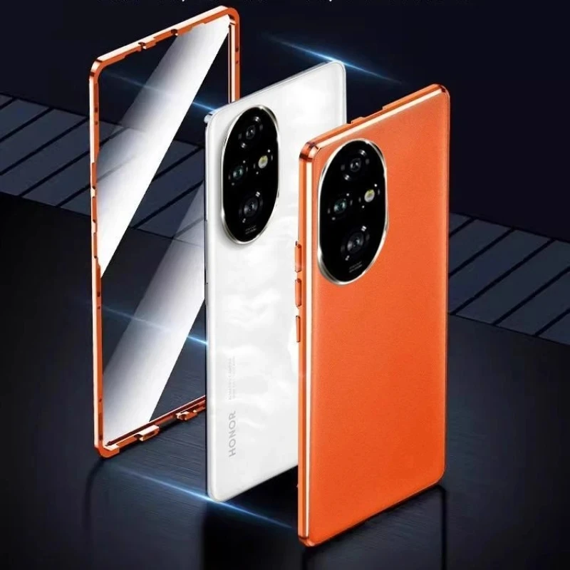 Luxury Double-Sided Tempered Glass Leather Phone Cover with Protective Bumper