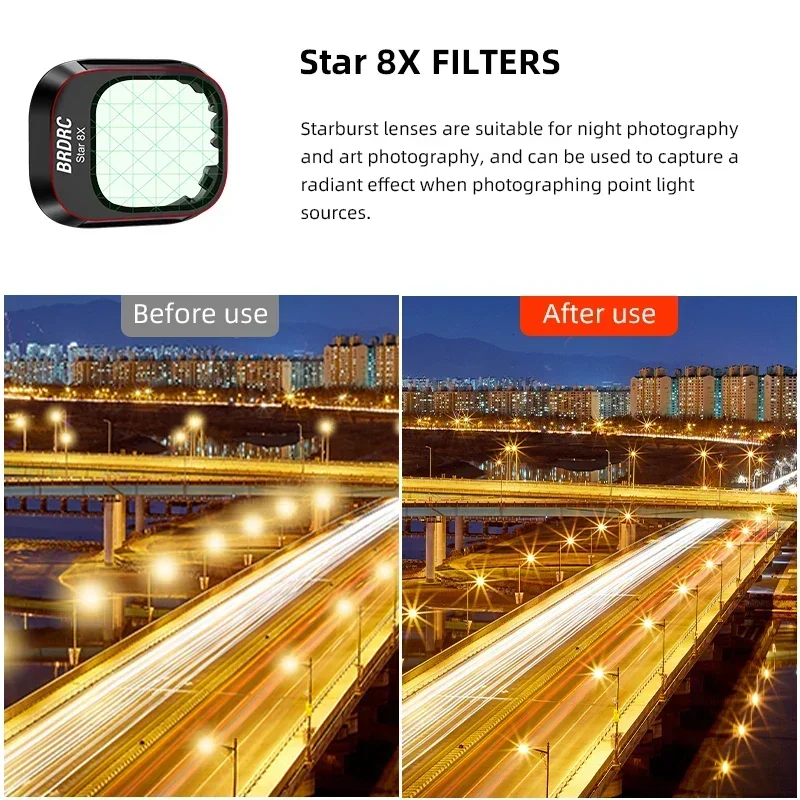 BRDRC Lens Filter DJI Mini 4 Pro LPR/Star 8X/GND16/VND Lens Filter Set Aluminium Frame Optical Glass Drone Accessories lens filters nd filters set