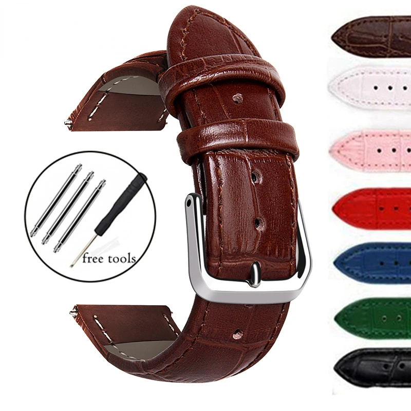 Premium Calfskin Leather Watch Strap with Free Tool - Universal Fit