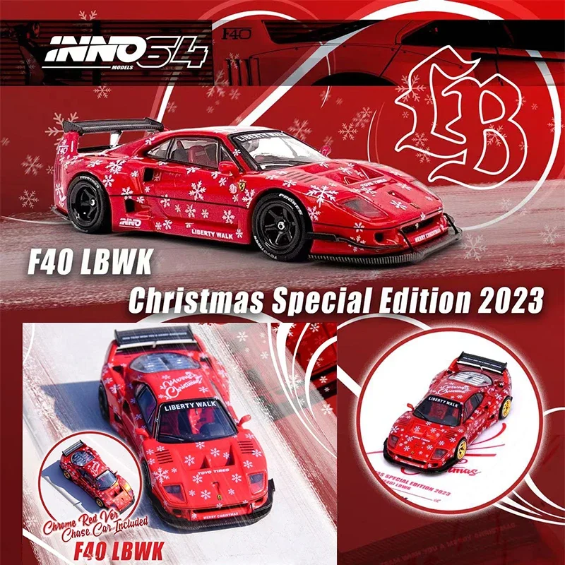 

INNO In Stock 1:64 LBWK F40 X`MAS 2023 Specia Edition Diecast Diorama Car Model Toys