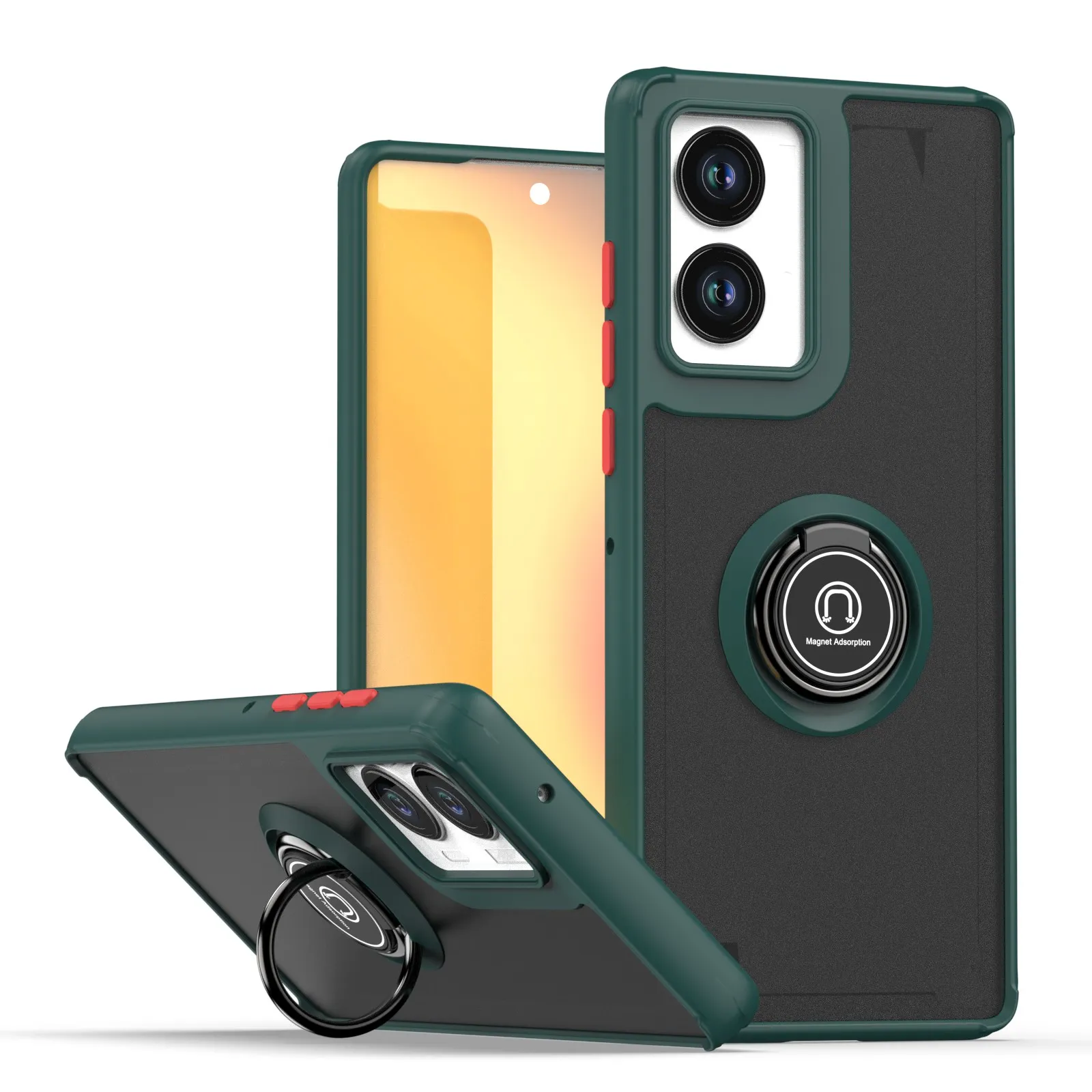 Shockproof Armor Matte Case with Magnetic Ring Holder and Stand
