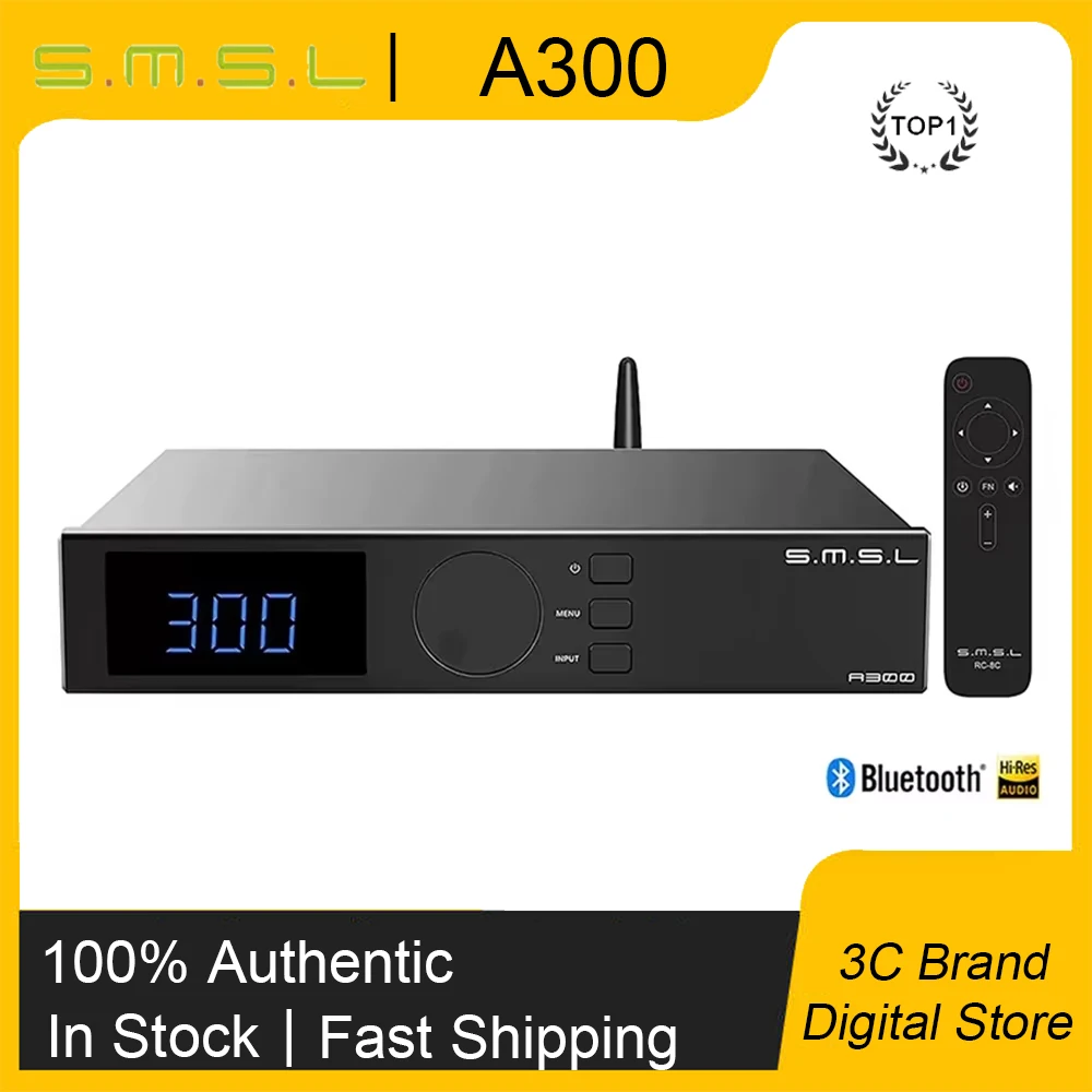 SMSL A300 DACパワーアンプ,リモコン付き,ハイレゾサウンドサポート