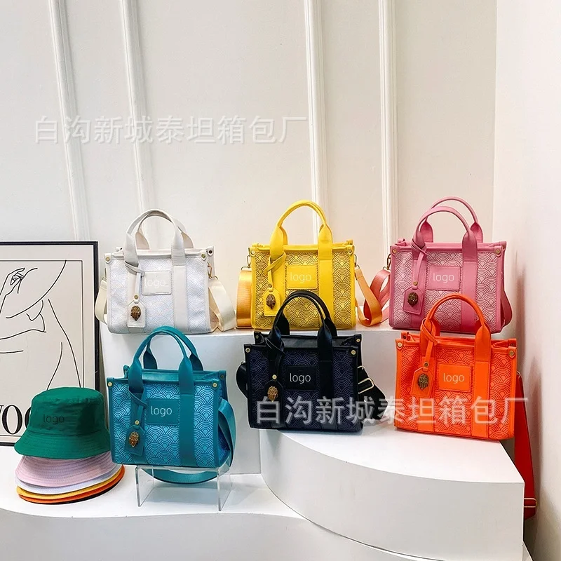 2024 New Designer Brand Square Bag Canvas Large Capacity Tote Bags Fashion Solid Shoulder Bags For Women Bag Purse And Hat Set