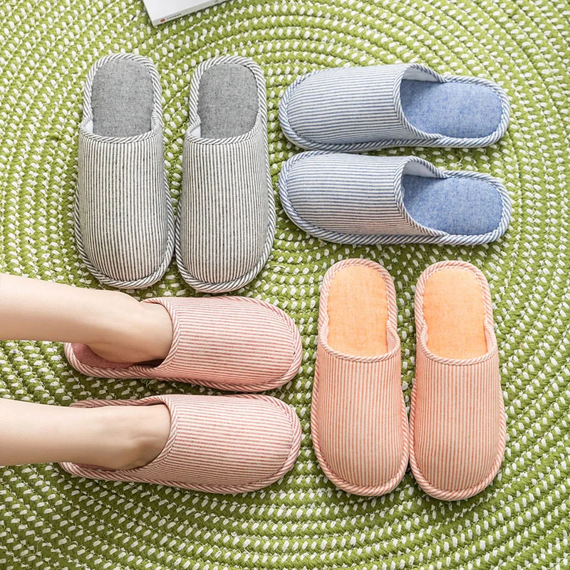 Spring and Autumn Cotton Slippers Four Seasons Winter Women's Indoor Cixi Home Use Cotton Linen Non slip Linen Home Couple 3