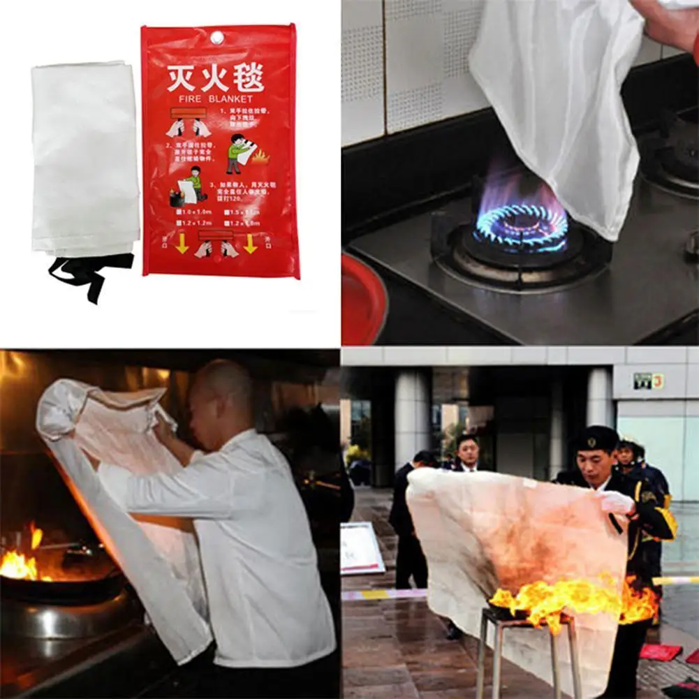 Fiberglass Fire Blanket 1M * 1M Fire Blanket Fighting Fire Extinguishers Glass Fibre Tent Emergency Survival Military Blanket Shelter Safety Cover