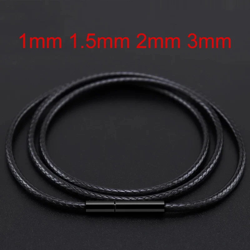 Collier chaîne en cuir noir pour bricolage femmes hommes, corde tressée à la main, Long collier 40/50/60/70CM, pendentif de cou, chaîne, bijoux cadeau 1 Collier chaîne en cuir noir pour bricolage femmes hommes, corde tressée à la main, Long collier 40/50/60/70CM, pendentif de cou, chaîne, bijoux cadeau 1