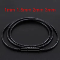 Collier chaîne en cuir noir pour bricolage femmes hommes, corde tressée à la main, Long collier 40/50/60/70CM, pendentif de cou, chaîne, bijoux cadeau 1
