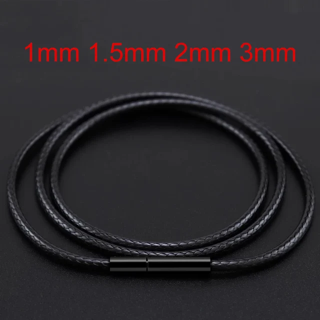 Collier chaîne en cuir noir pour bricolage femmes hommes, corde tressée à la main, Long collier 40/50/60/70CM, pendentif de cou, chaîne, bijoux cadeau 1