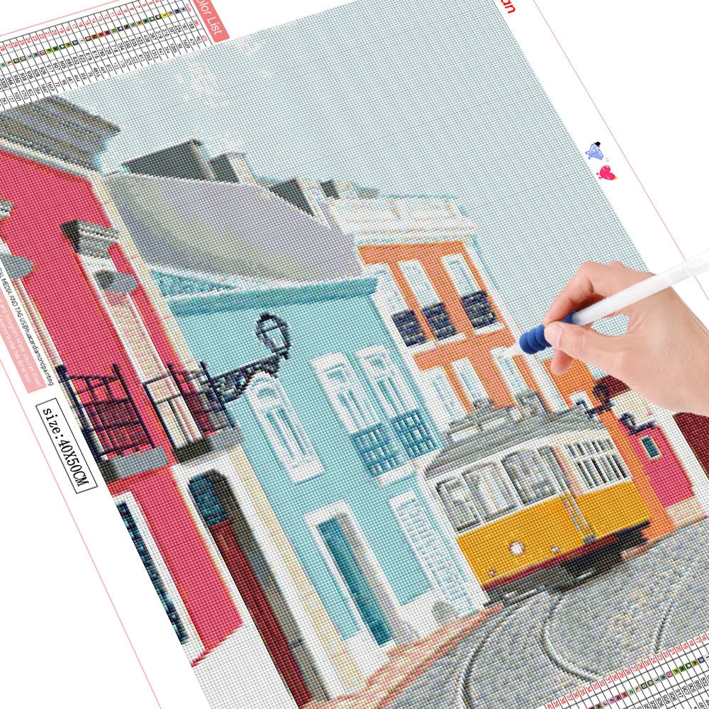 HUACAN 5D Diamond Mosaic Landscapes City Diamond Painting Street Cross Stitch Mosaic Building Decor For Home