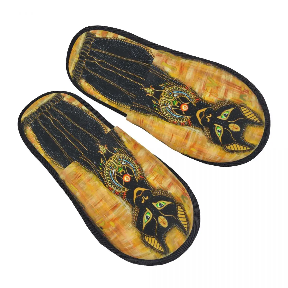 

Cats And Ankh Cross Ancient Egypt Men Women Furry slippers Warm pantoufle homme Home slippers
