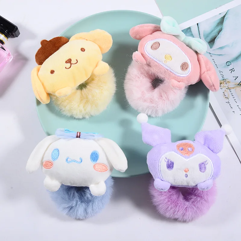 Sanrio Hello Kitty Cartoon Hair Tie Cartoon My Melody Rubber Band Kawaii Plush Large Intestine