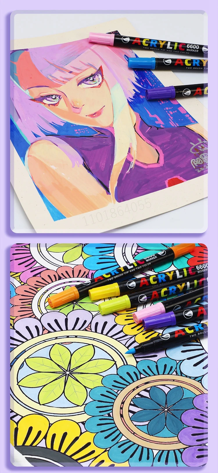 Haile 36/60 Farbe Doppel Kopf Pinsel Acrylfarbe Marker Stifte Kunst Liefert für Stein Keramik Stoff DIY Malerei karte Handwerk Stift – Detail 14