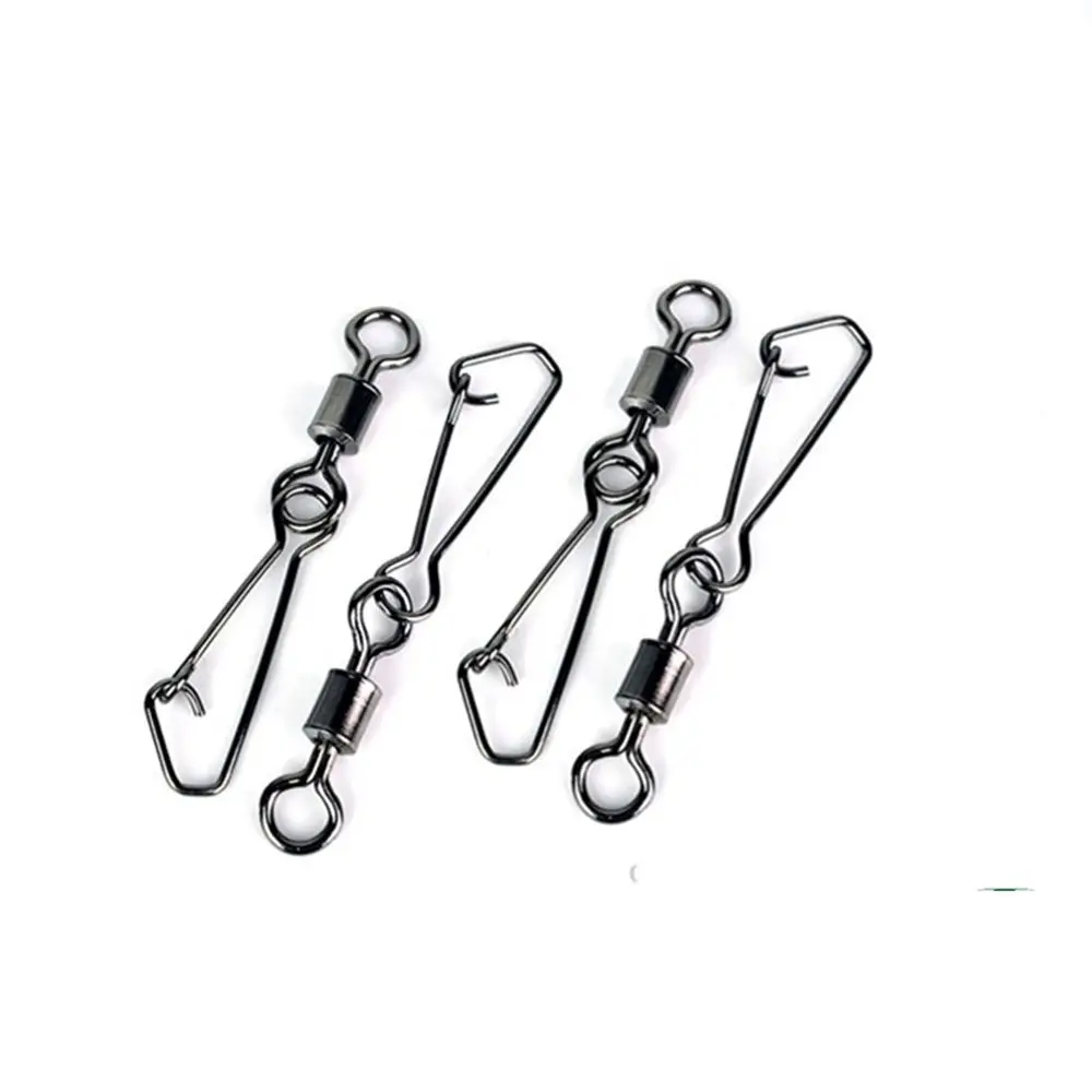 Durable Metal Fishing Hook with Hooked Snap Interlock Connector Swivels Tackle Fishing Bearing