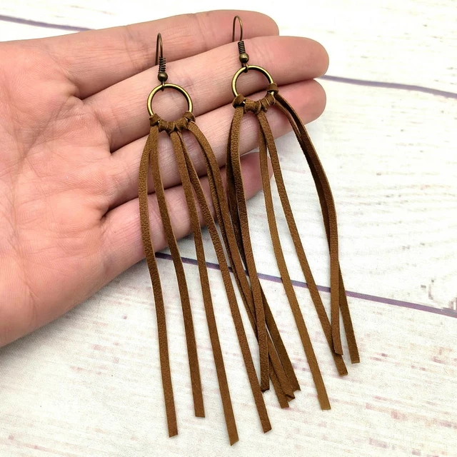 Buy Suede Tassel Stud Earrings, Black Leather Earring, Leather Tassel  Earring, Statement Earrings, Geometric Bar Earrings, Light Weight Earrings  Online in India - Etsy