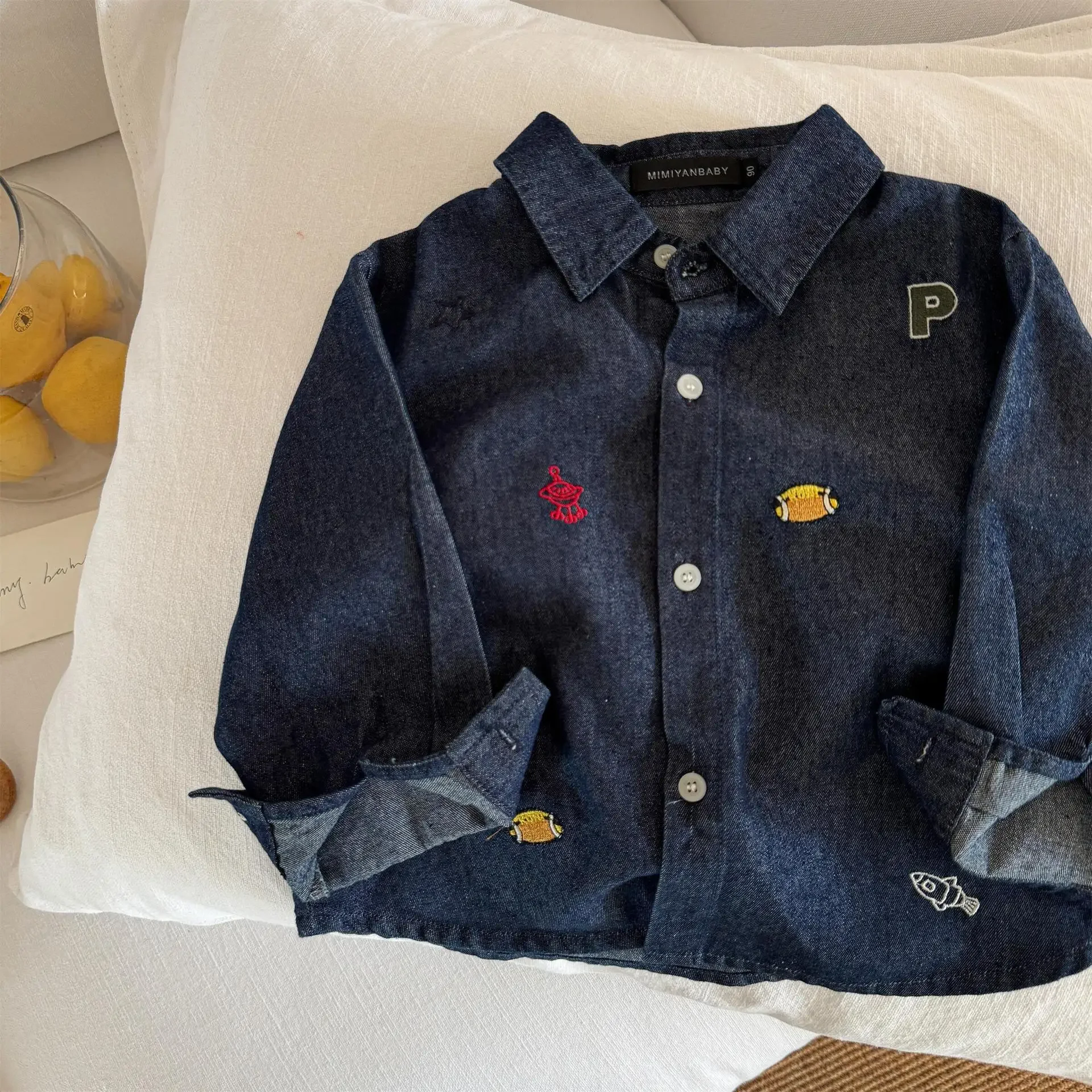 Baby Girls Boys Jean Blouses Kids Blue Shirts Spring Autumn Tops 1 To 6Yrs Children's Korean Style Clothing