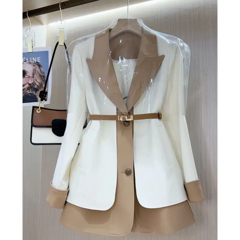 

Women Elegant Casual Fake Two Piece Coat Long Sleevel Blazer Jacke Office Ladies Fashion Workwear Tops 2023 Party Clothing