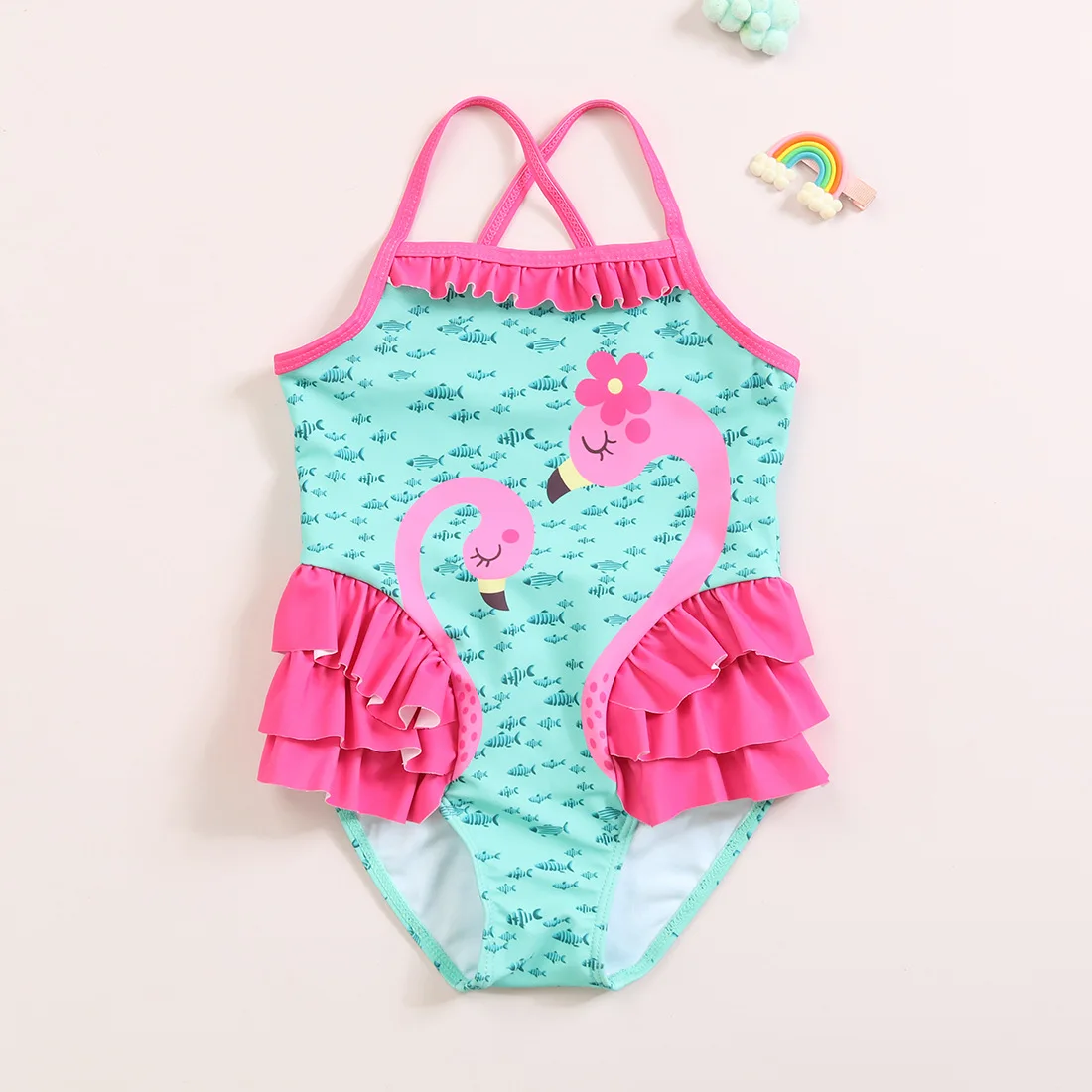 Verão Crianças Menina Swimsuit One Piece Maiô Beachwear Para 3-7T Crianças