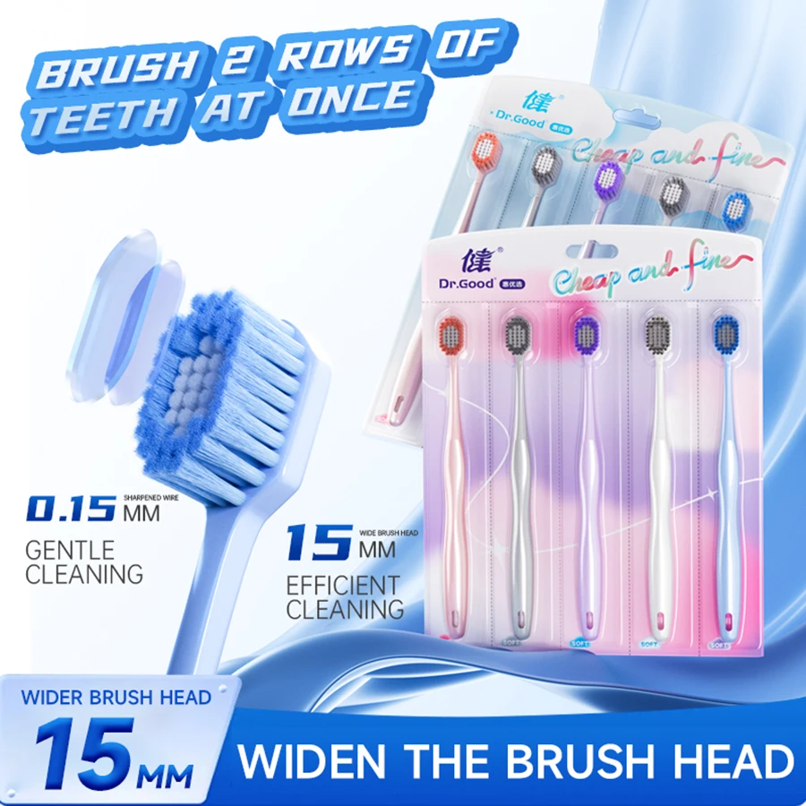 Compact Soft-Bristle Toothbrush for Gentle Oral Care - Family Value Pack for Adults