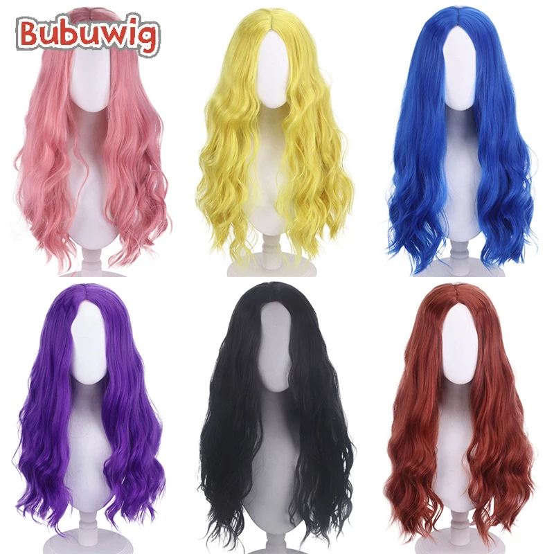 Bubuwig Synthetic Hair 65cm Long Curly Cosplay Wigs 22 Colors Middle Part Women Wavy Fashion Anime Blue Pink Wigs Heat Resistant faux cashmere scarf women lady vintage ethnic tribal style flower shawl stole winter long kerchief 185 65cm