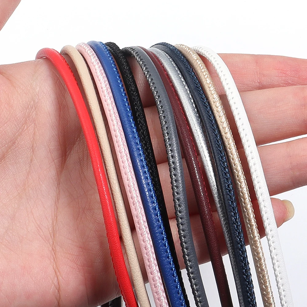 5 Yard/Lot 3 mm bunte runde Schaffell-Lederband für DIY-Armbänder, Halsketten, Schmuckherstellung, Damengürtel-Zubehör – Detail 7