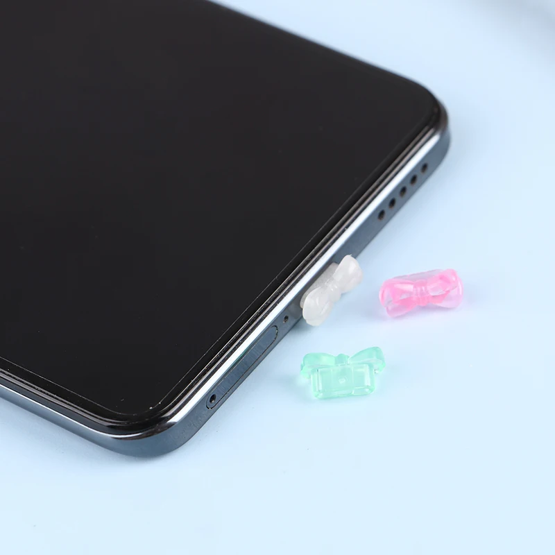 5 Pcs Candy Color Clear Bow Type-C Dust Plug S Porta Di Ricarica Del Telefono Tappo Antipolvere Tappo Antipolvere Accessori Di Ricambio