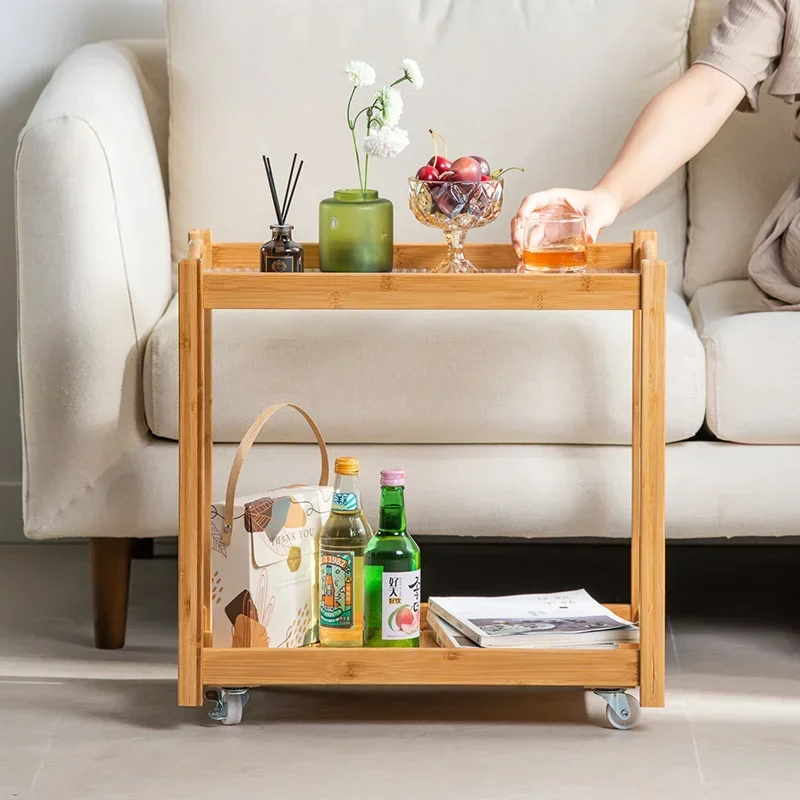 Removable Double Layer Sofa Coffee Table Solid Wood Square Tea Table Living Room Furniture with Storage Cabinet Modern Design
