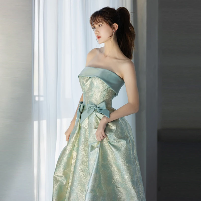

Evening dress Women New Cocktail Party Dresses Maxi Long Dress Elegant Dress strapless formal dress with A-line