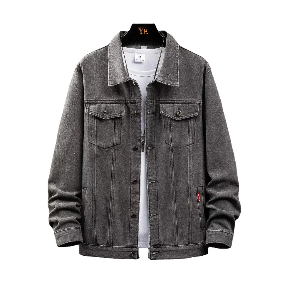 

Men's denim loose-fitting casual lapel jacket port style overalls