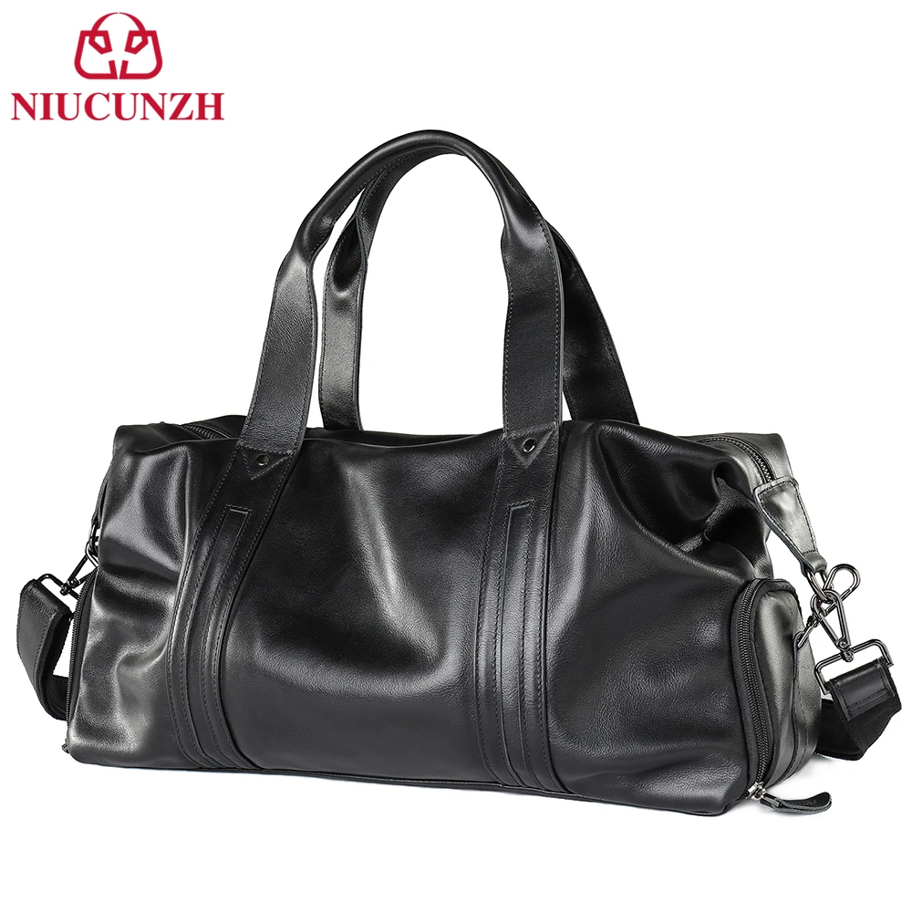 

NIUCUNZH Genuine Leather Travel Bag Men Women Weekend Duffle Business Handbag Travel Crossbody Bag Laptop Sports Vintage Bags