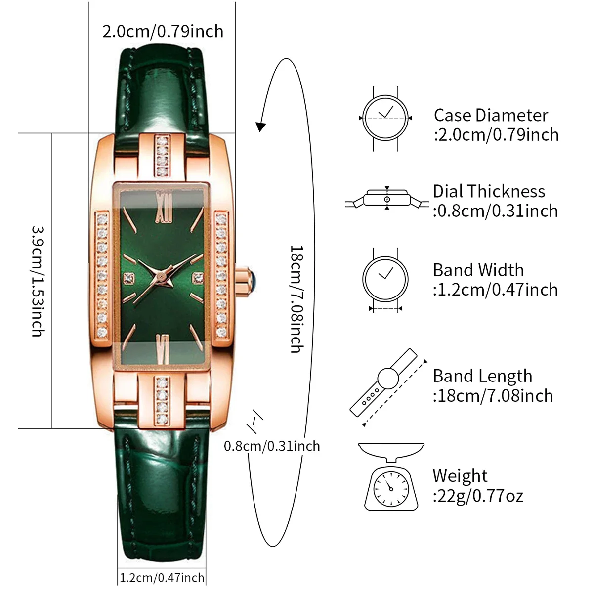 high quality classic retro women's belt quartz square green quartz watch Student women's wear clock luxury style