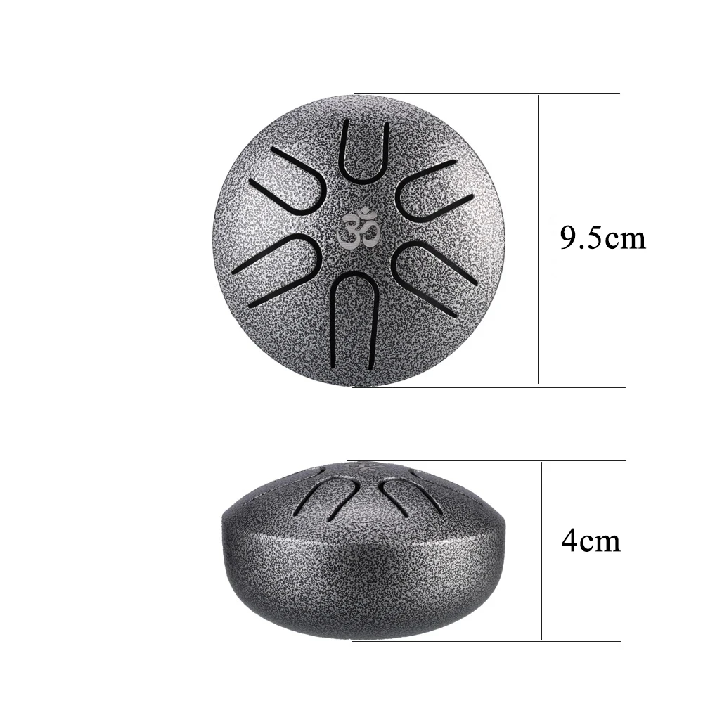 Hluru Glucophone Mini Steel Tongue Drum 3 Inch Ethereal Drum 6 notes Hand Pan Drum Instrument Musical Instrument