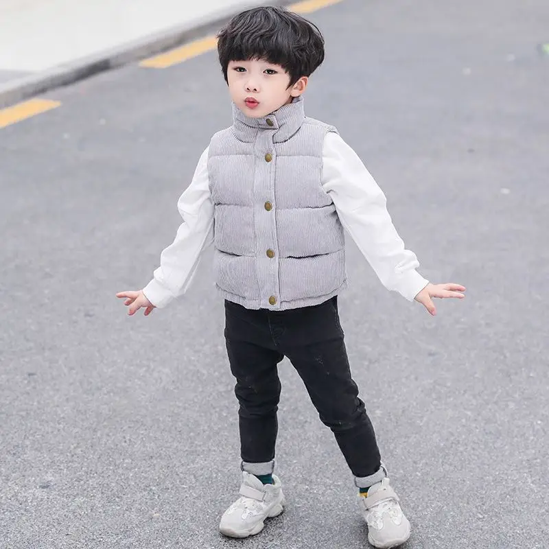 Children Winter Corduroy Vest Autumn Winter Boys Girls Thicken Warm Waistcoat Baby Outerwear Casual Cotton Jackets Kids Clothing