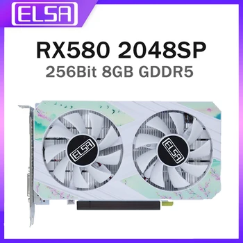 ELSA AMD RX 580 2048SP 8GB GDDR5 그래픽 카드, 256 비트 GPU RX580 GPU 게임용 비디오 카드, 컴퓨터 HDMI DP DVI