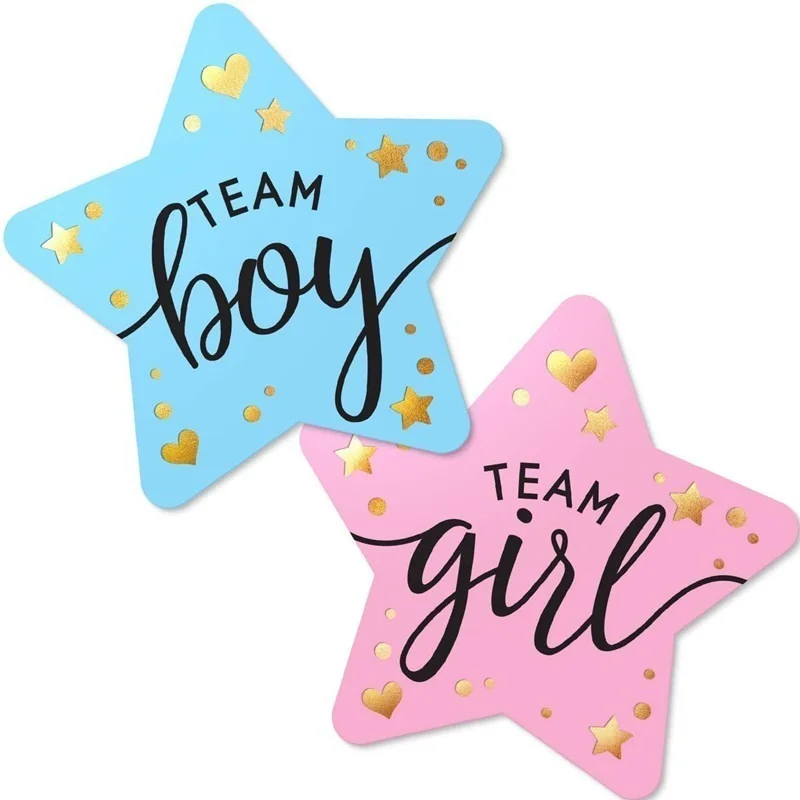 60pcs Team Boy Team Girl Stickers Boy Girl Vote Sticker for Gender